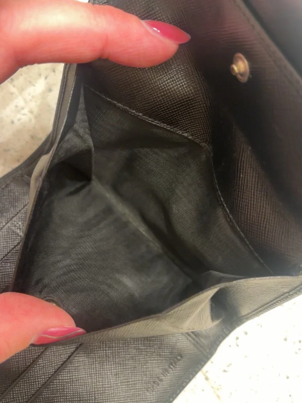 Prada Black Saffiano Leather Flap Wallet with Triangle Logo